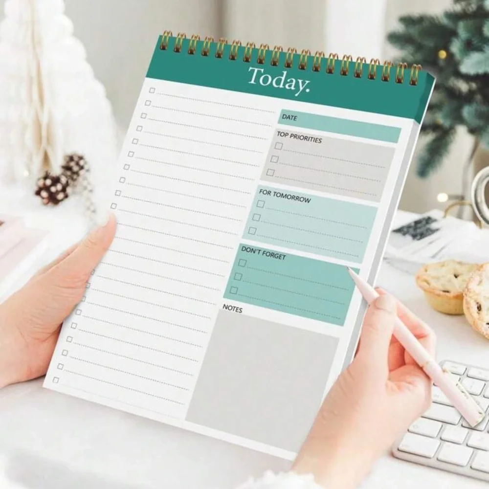 Teal and White Daily Planner Notepad
